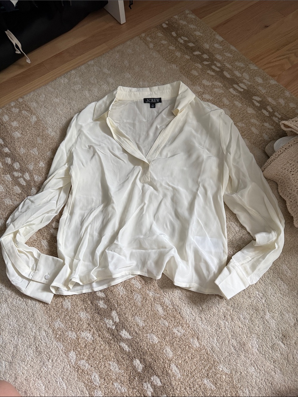 J. Crew Cream Silk-Blend Button Down Shirt
